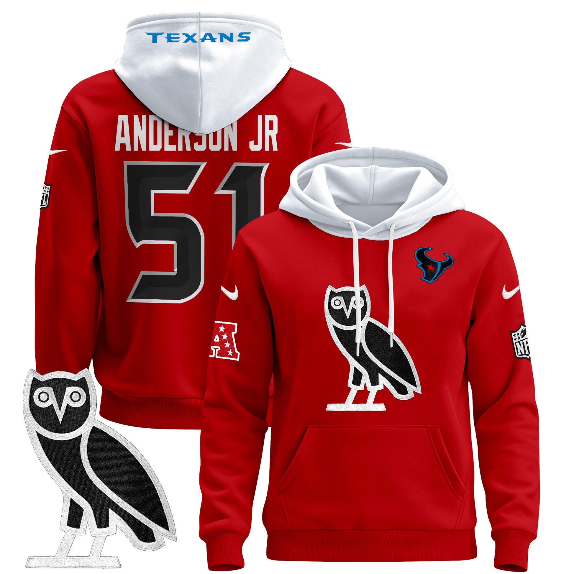 Men's Houston Texans OVO 2024 Pullover Hoodie - All Stitched