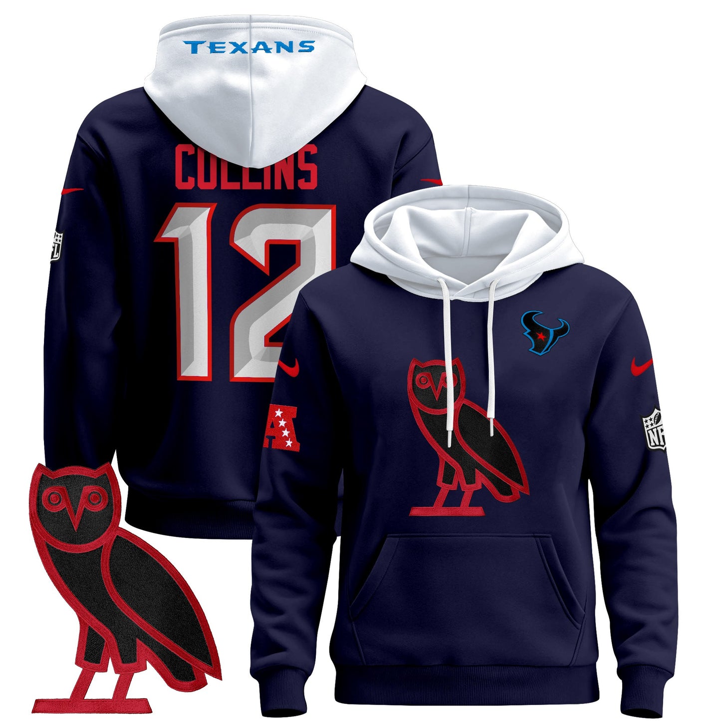 Men's Houston Texans OVO 2024 Pullover Hoodie - All Stitched