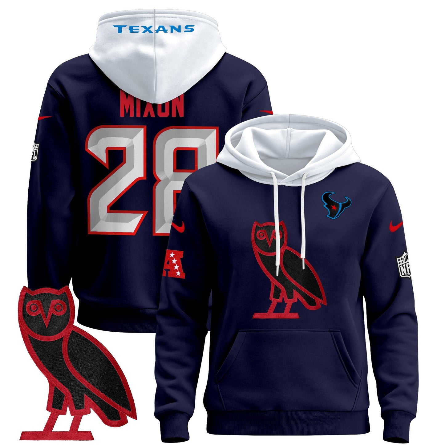 Men's Houston Texans OVO 2024 Pullover Hoodie - All Stitched