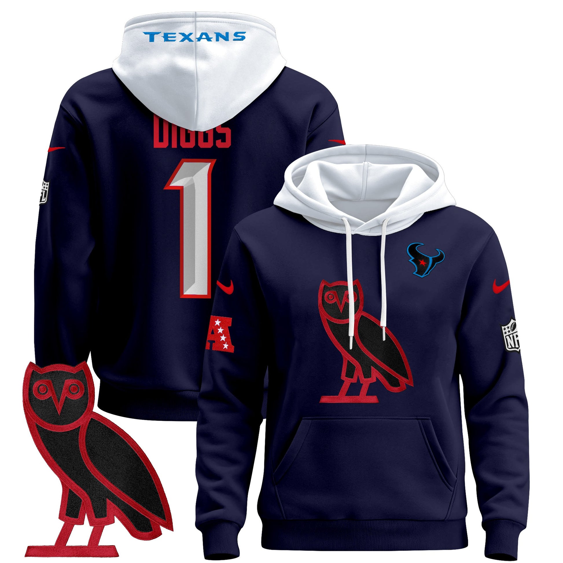 Men's Houston Texans OVO 2024 Pullover Hoodie - All Stitched