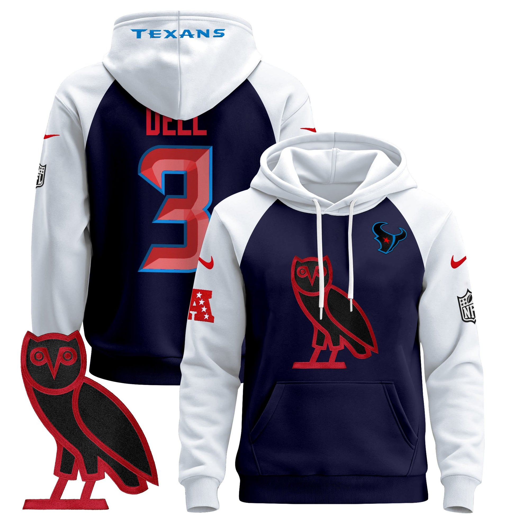 Men's Houston Texans OVO 2024 Pullover Hoodie - All Stitched