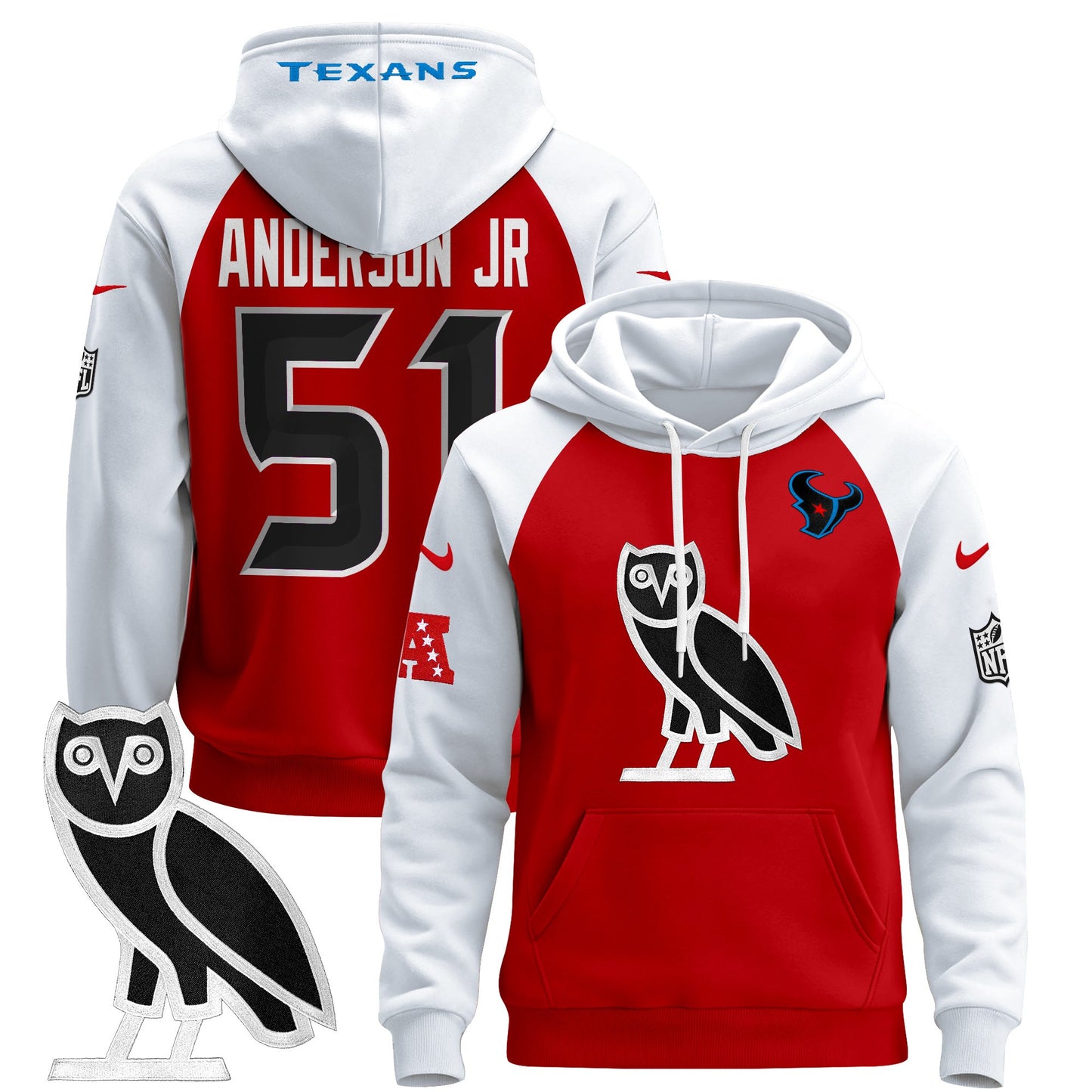 Men's Houston Texans OVO 2024 Pullover Hoodie - All Stitched