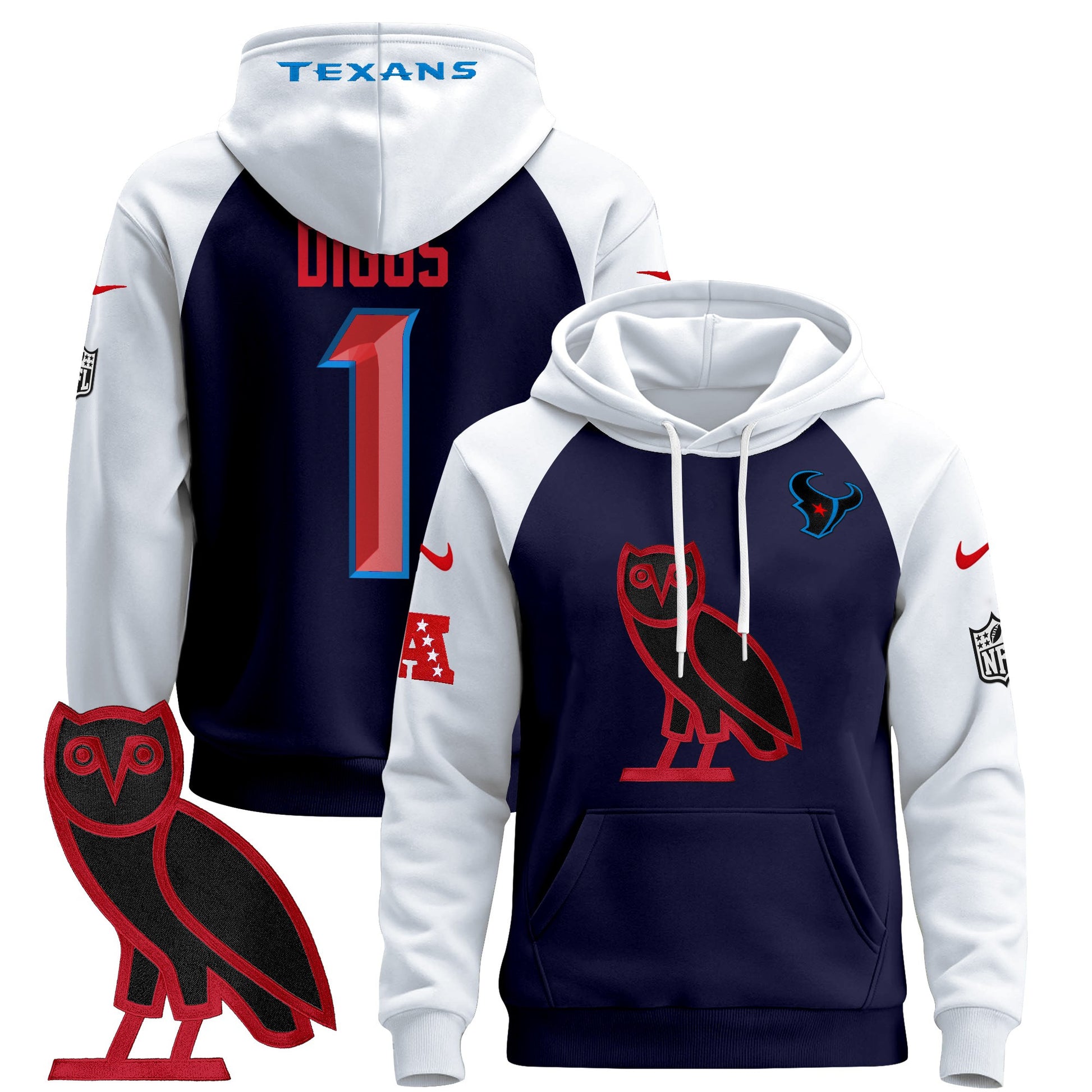 Men's Houston Texans OVO 2024 Pullover Hoodie - All Stitched