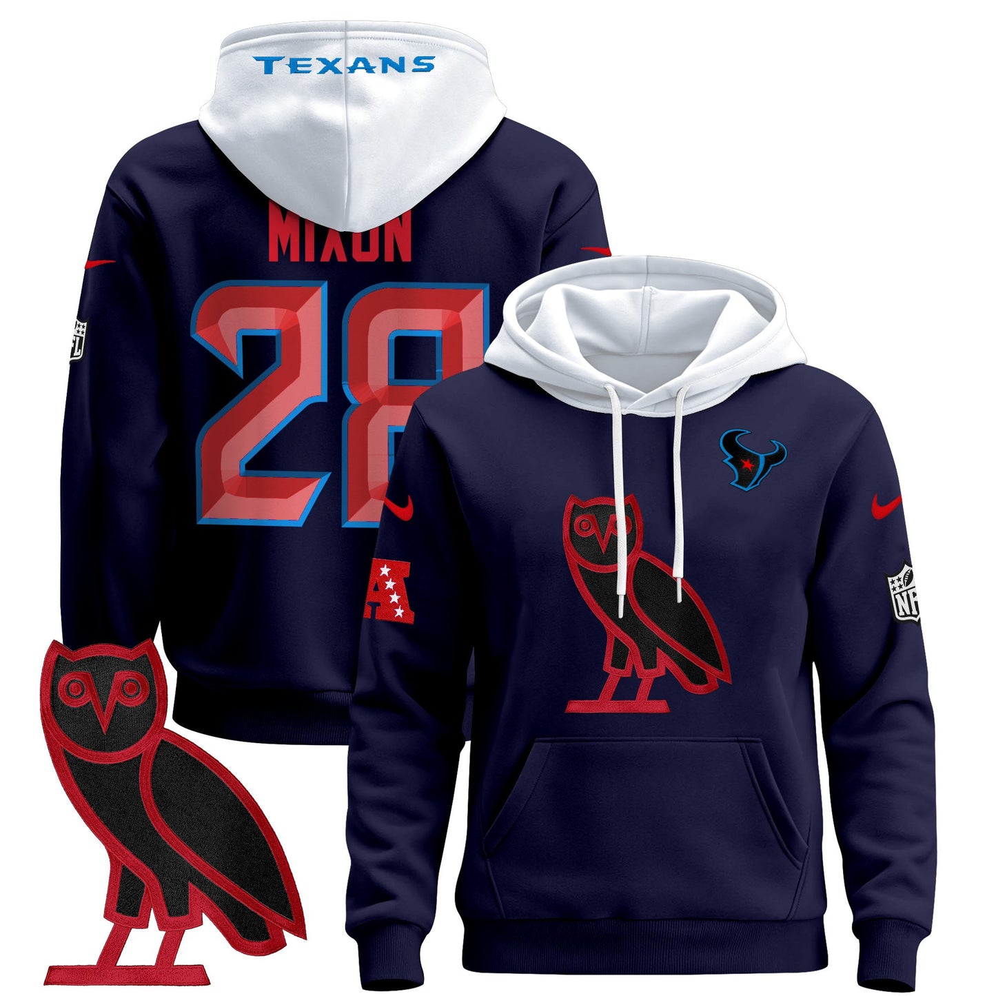 Men's Houston Texans OVO 2024 Pullover Hoodie - All Stitched