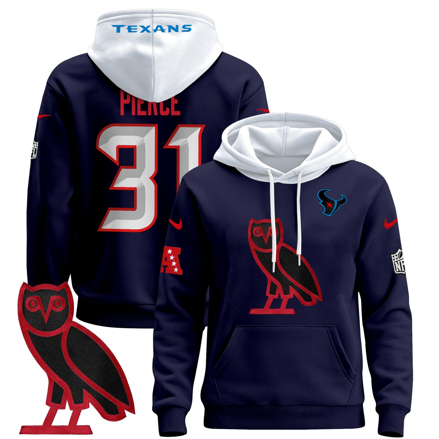 Men's Houston Texans OVO 2024 Pullover Hoodie - All Stitched