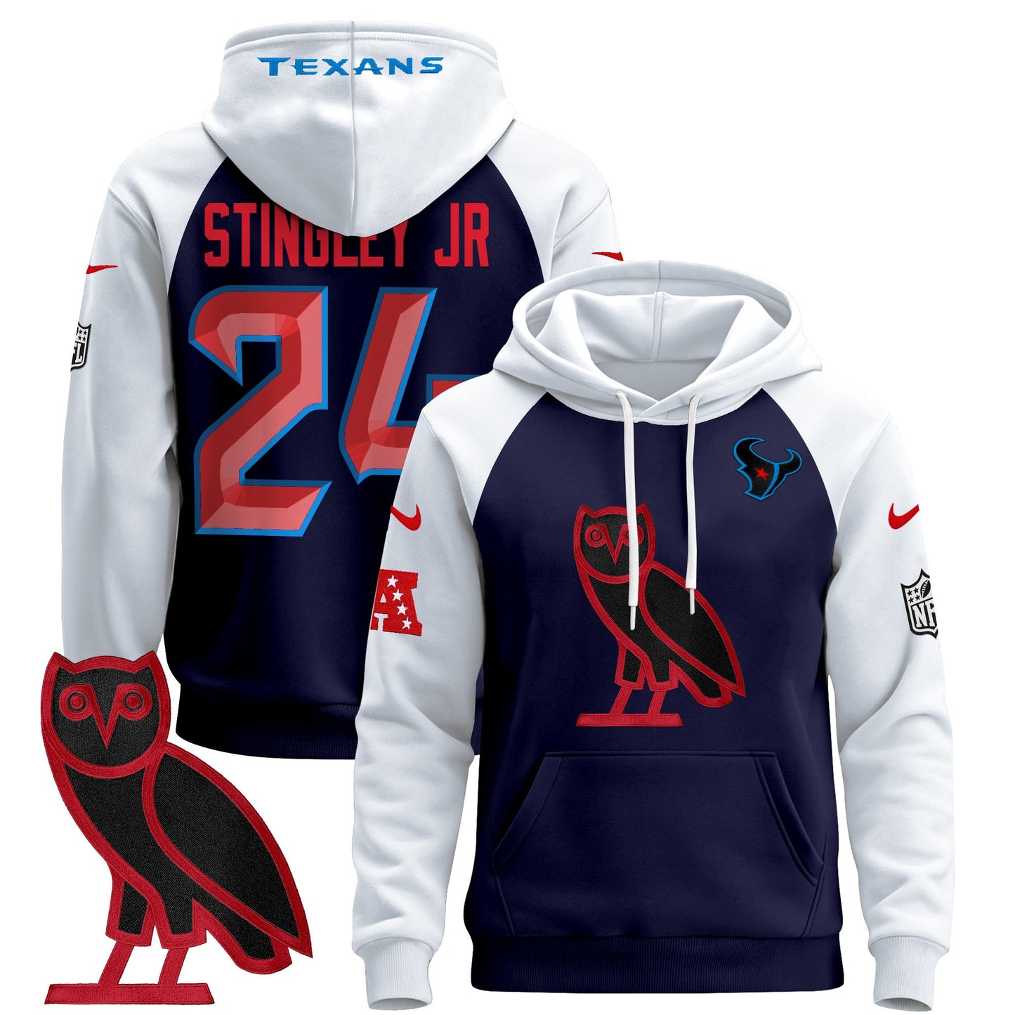 Men's Houston Texans OVO 2024 Pullover Hoodie - All Stitched