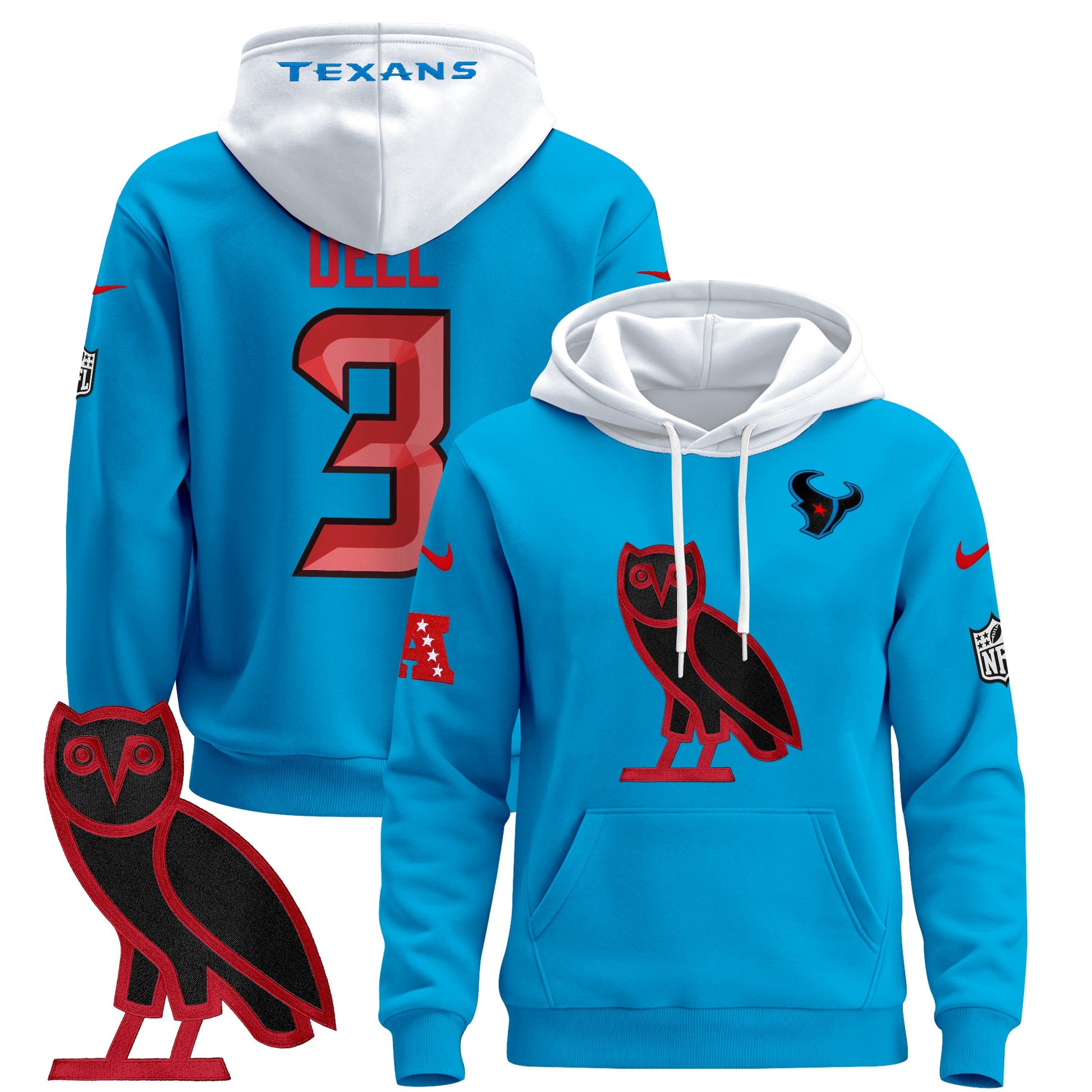 Men's Houston Texans OVO 2024 Pullover Hoodie - All Stitched