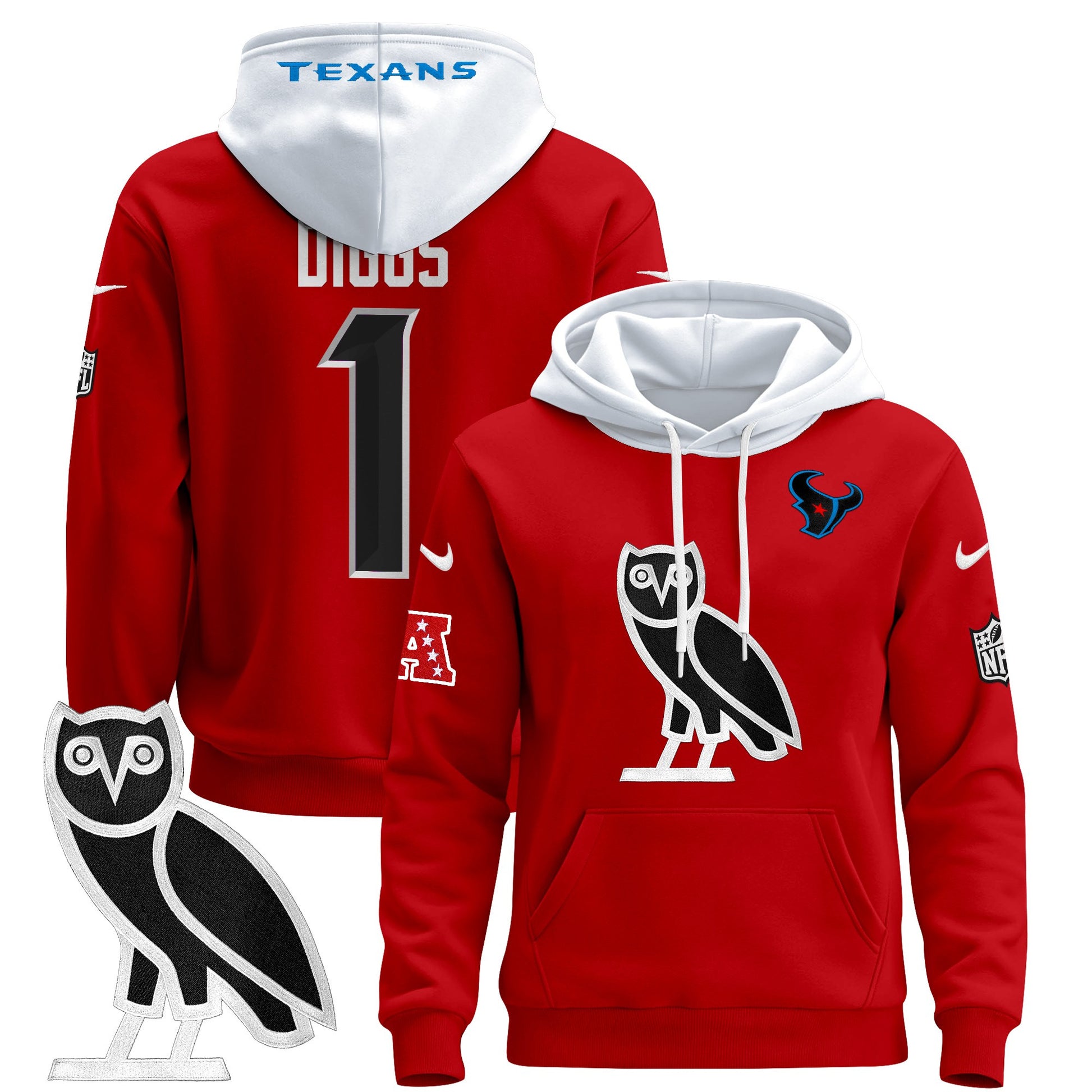 Men's Houston Texans OVO 2024 Pullover Hoodie - All Stitched