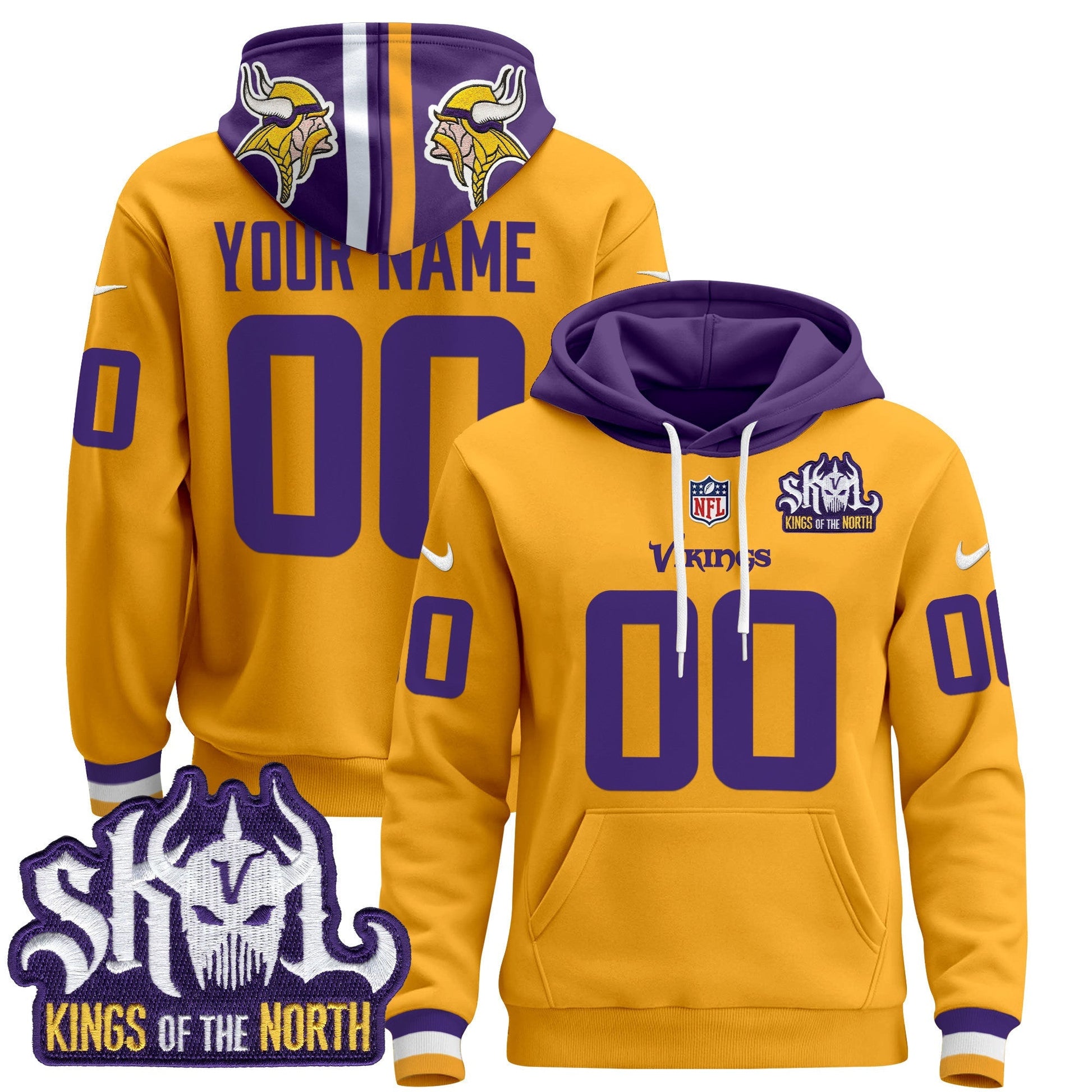 Minnesota Vikings 2025 Custom Pullover Hoodie - All Stitched