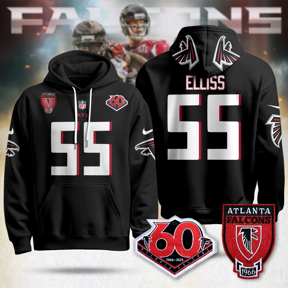 ATL 60th Season Pullover Custom Hoodie - All Stitched