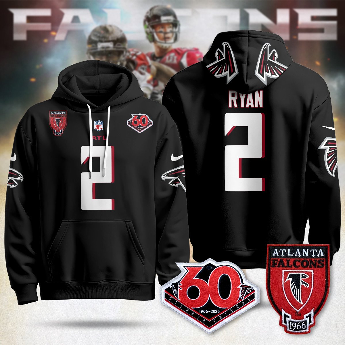 ATL 60th Season Pullover Custom Hoodie - All Stitched