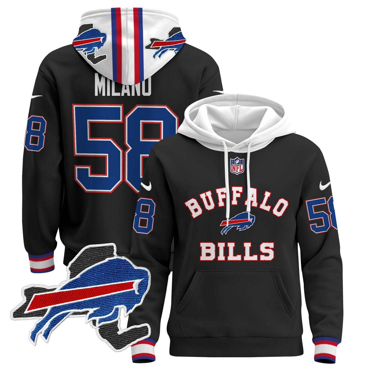 Men's Buffalo Bills 2024 Pullover Hoodie V4 - All Stitched