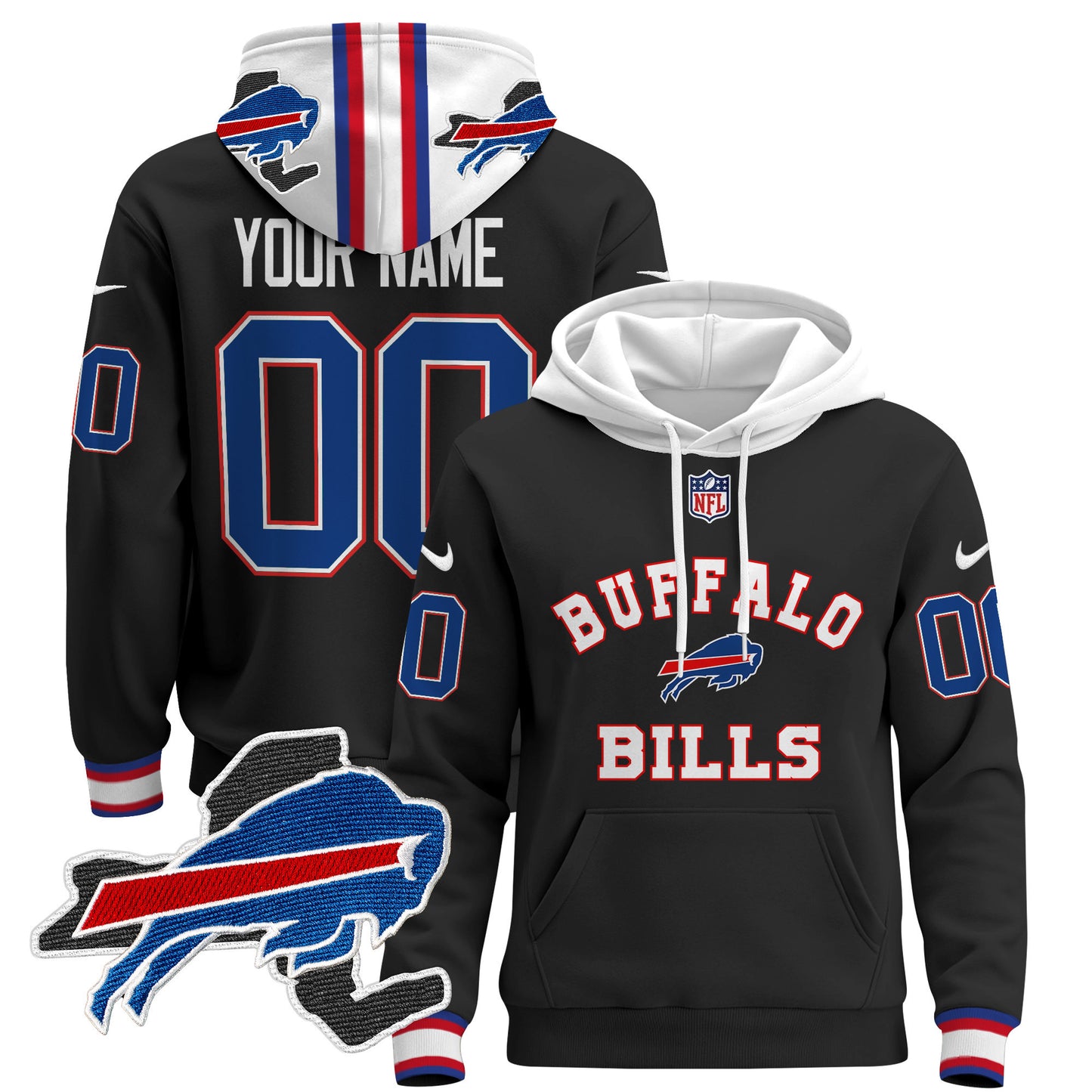 Buffalo Bills 2024 Custom Pullover Hoodie V4 - All Stitched