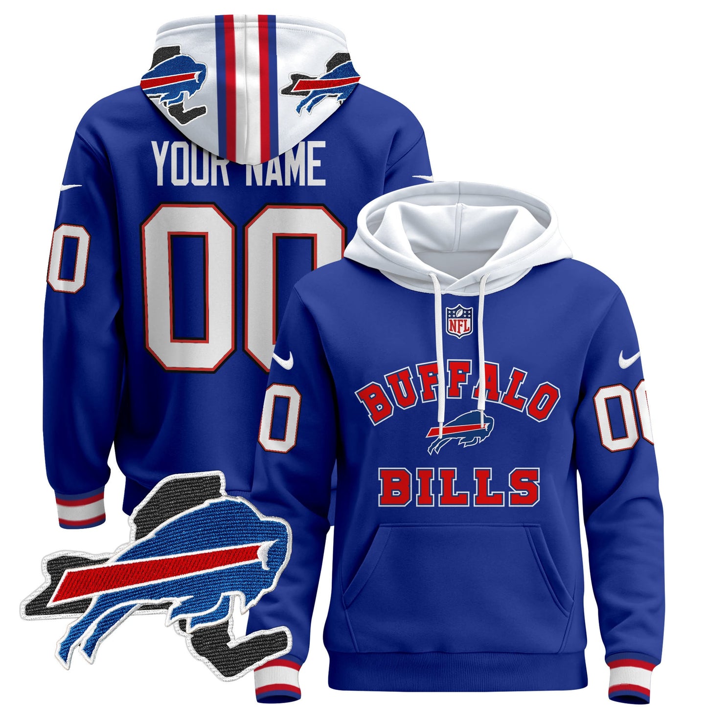 Buffalo Bills 2024 Custom Pullover Hoodie V4 - All Stitched