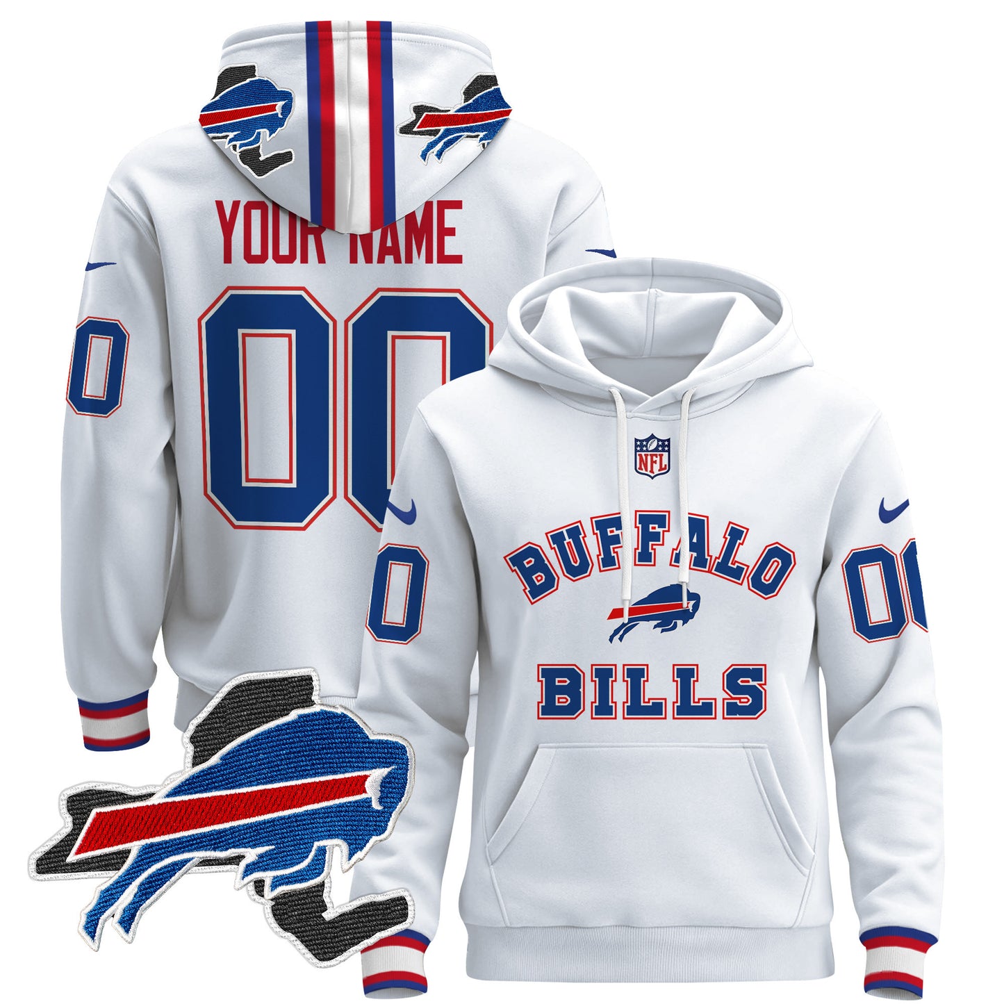 Buffalo Bills 2024 Custom Pullover Hoodie V4 - All Stitched