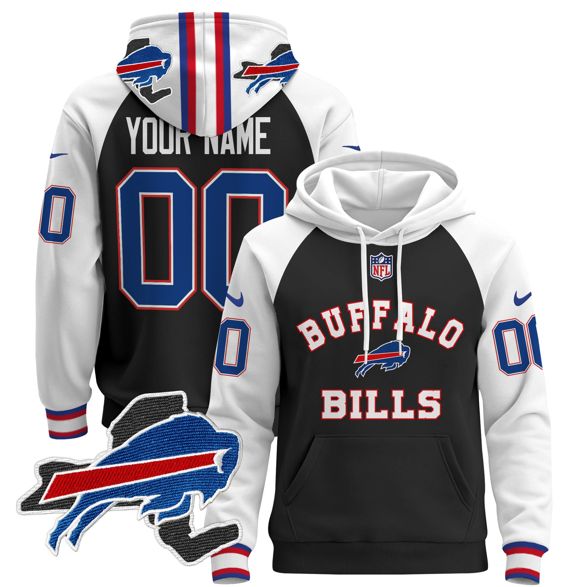Buffalo Bills 2024 Custom Pullover Hoodie V4 - All Stitched