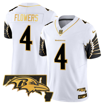 Men's Ravens Maryland Patch Gold Vapor Limited Jersey V2 - All Stitched