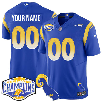 Custom Gender/Name LAR 2024 NFC West Division Champions Jersey N1 - All Stitched