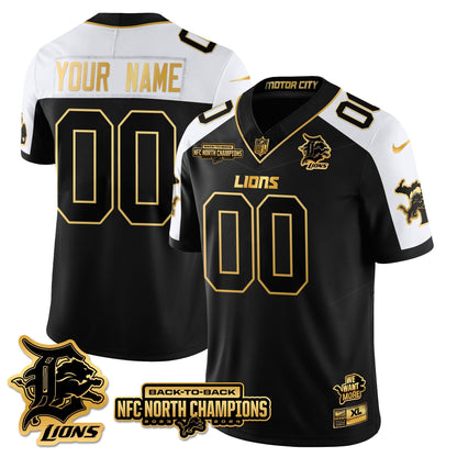 Custom Gender/Name DET 2024 NFC North Champions Gold Jersey N3 - All Stitched