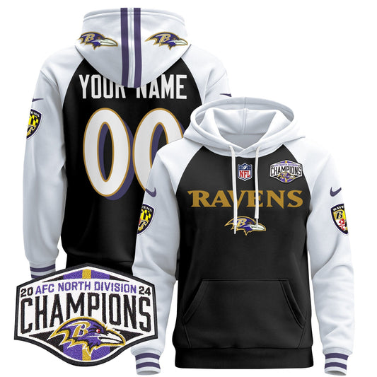 BAL 2024 AFC North Division Champions Patch Custom Pullover Hoodie - All Stitched