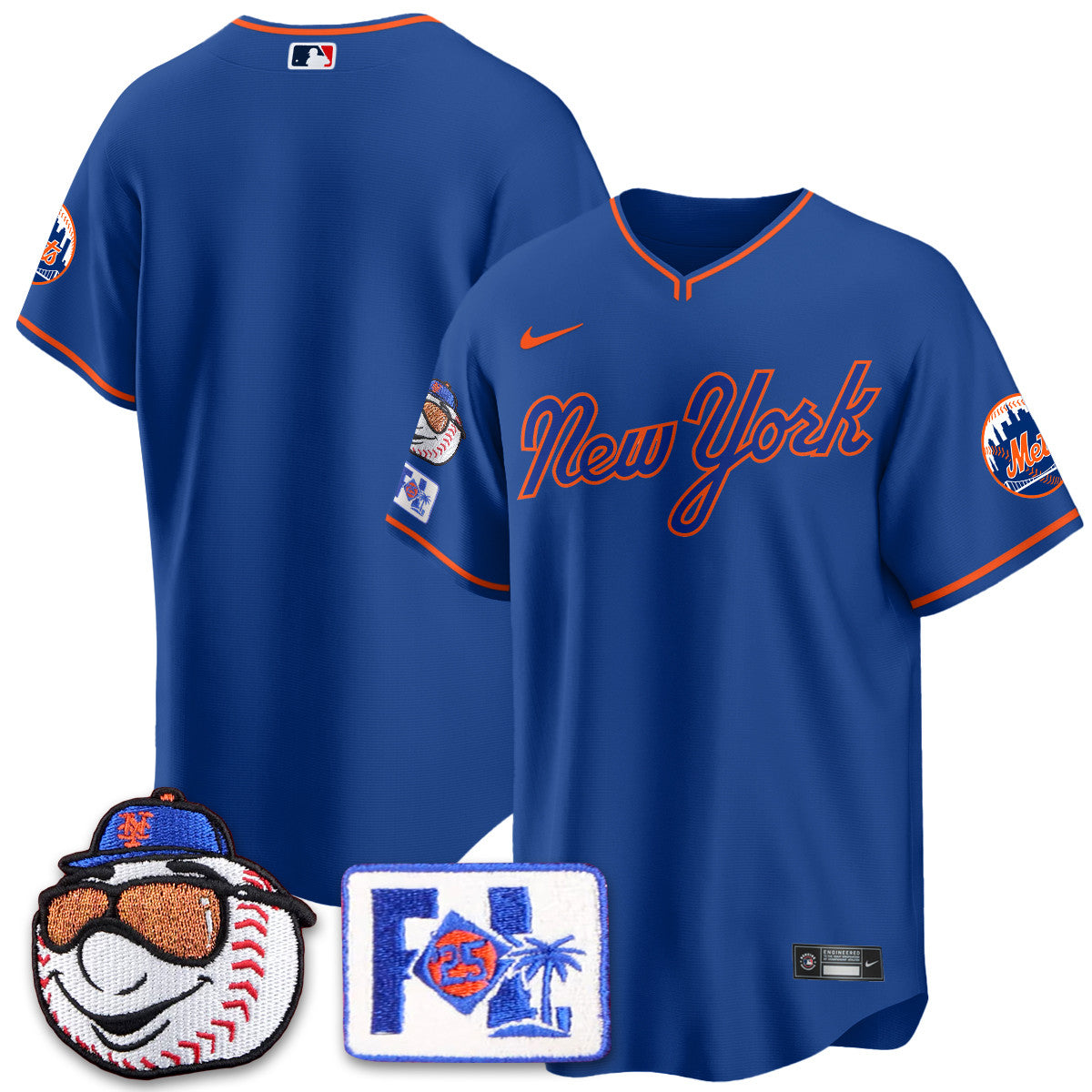 NYM Blue Road 2025 Spring Training Jersey - All Stitched