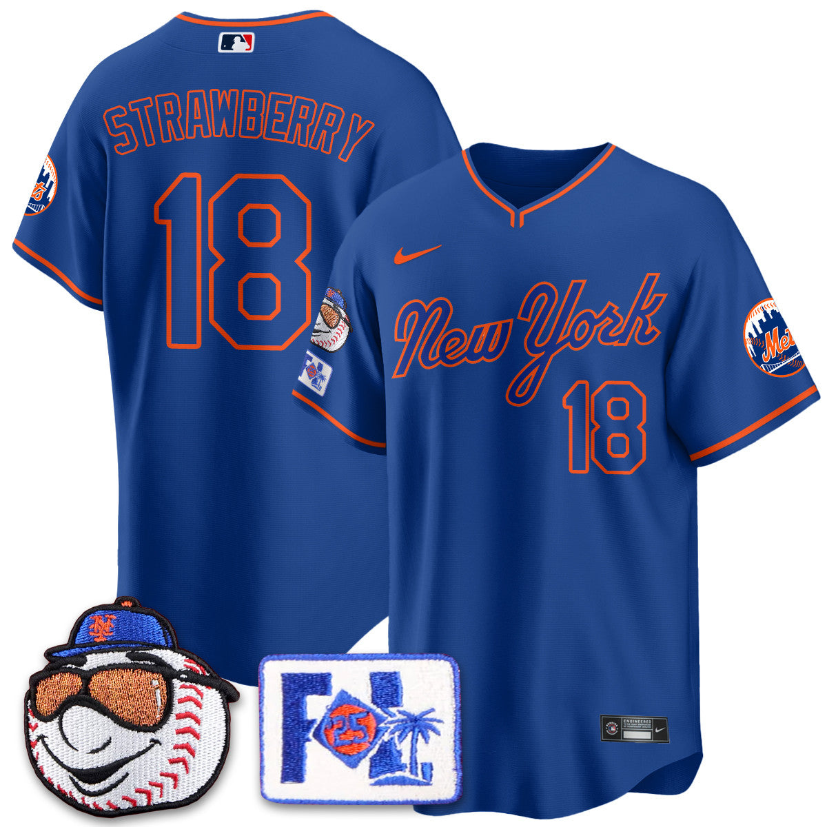 NYM Blue Road 2025 Spring Training Jersey - All Stitched