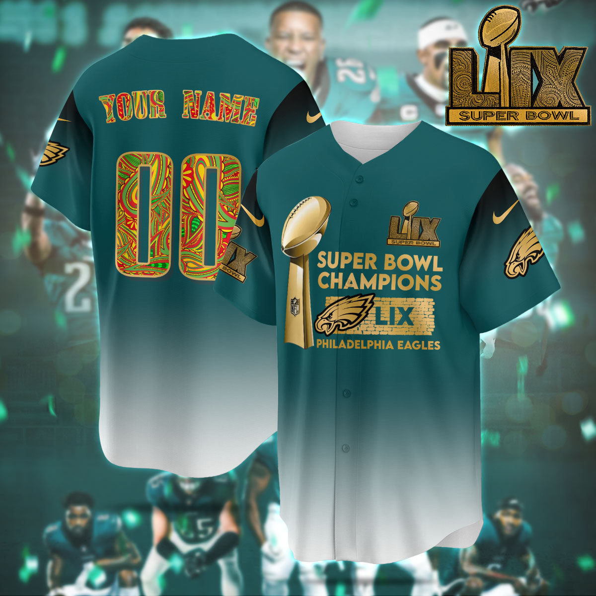 PHI Super Bowl LIX Champions Custom Limited Jersey N3