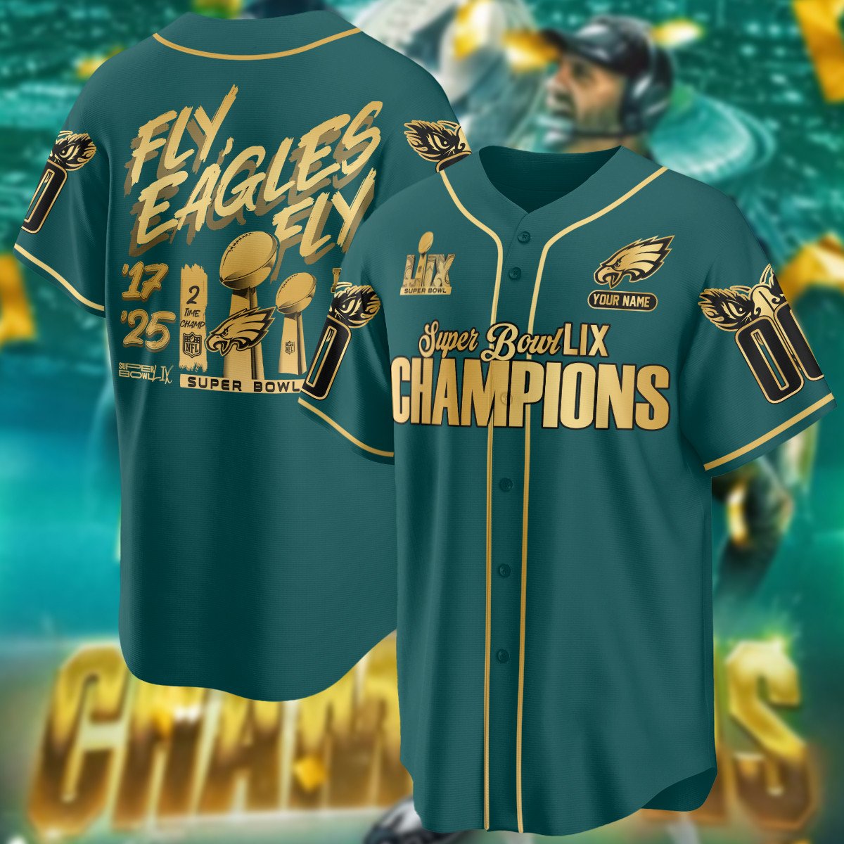 PHI Super Bowl LIX Champions Custom Limited Jersey CN5