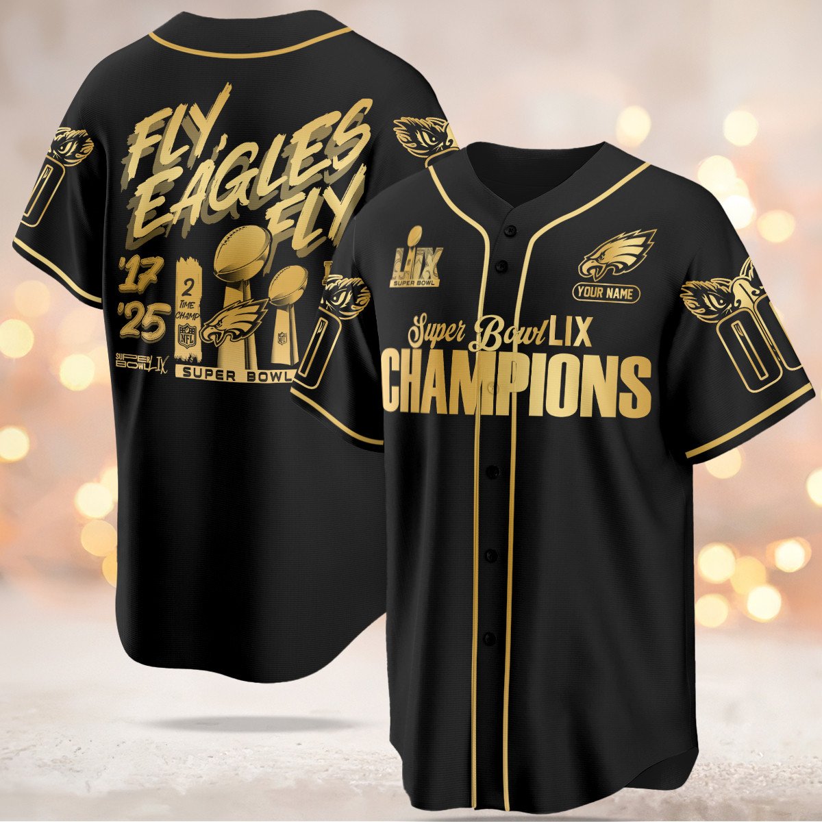 Philadelphia Eagles Super Bowl LIX Champions Custom Limited Jersey CN5