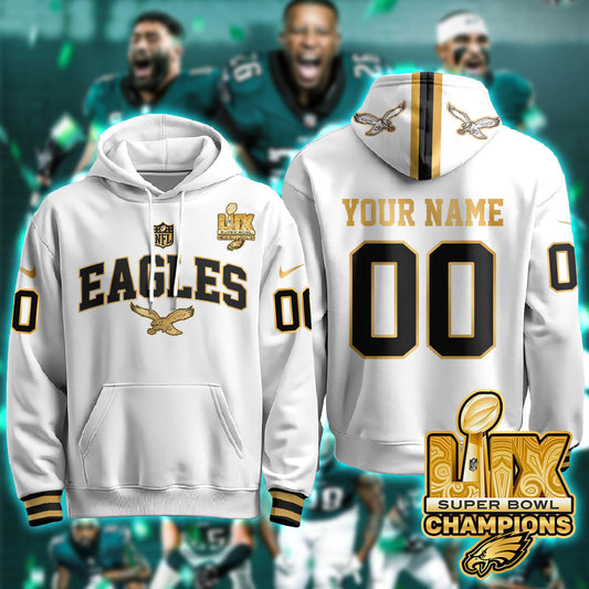 PHI Super Bowl LIX Champions Gold Hoodie N2r