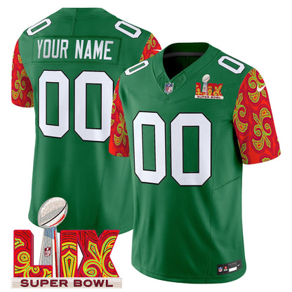 PHI Kelly Green Super Bowl LIX Style Vapor Limited Custom Jersey - All Stitched
