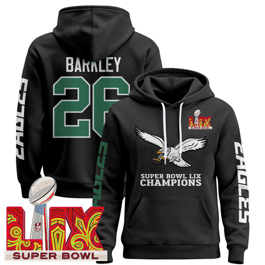 Philadelphia Eagles Super Bowl LIX Patch Pullover Hoodie V6 - All Stitched