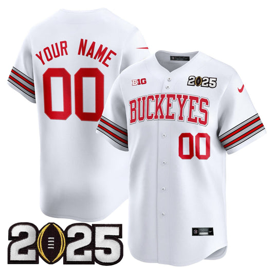 Ohio State Buckeyes 'Heritage Stripe' 2025 CFP Final Patch Vapor Baseball Custom Jersey - All Stitched