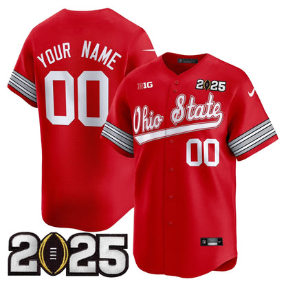 Ohio State Buckeyes 'Heritage Stripe' 2025 CFP Final Patch Vapor Baseball Custom Jersey V2 - All Stitched