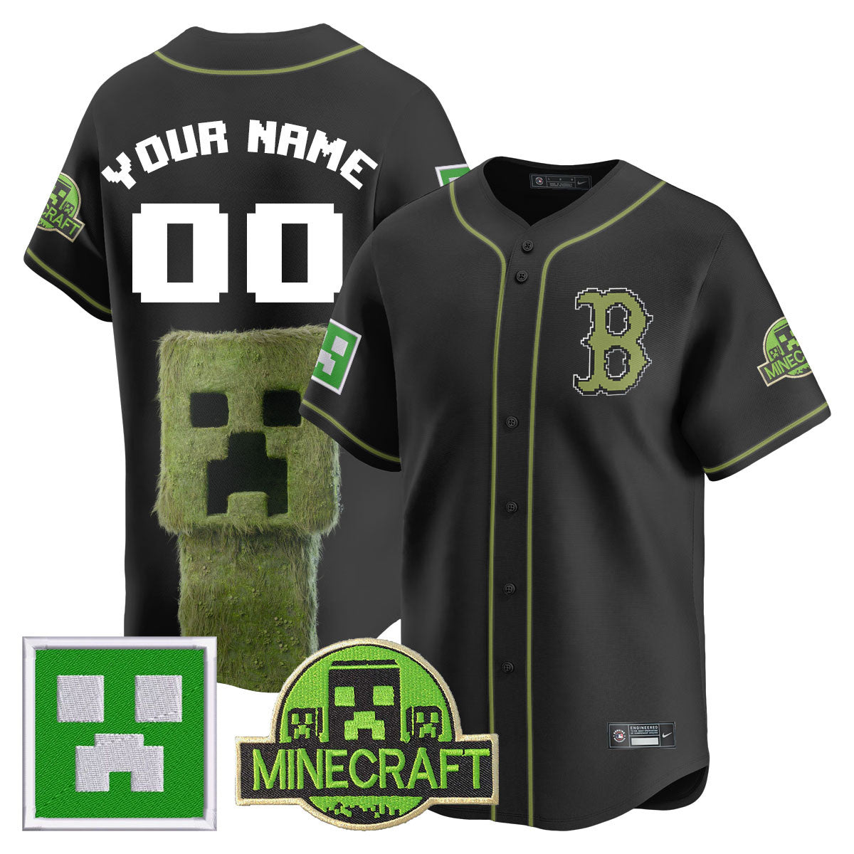 Custom Name/Number Boston Red Sox 2025 MINECRAFT Jersey - All Stitched