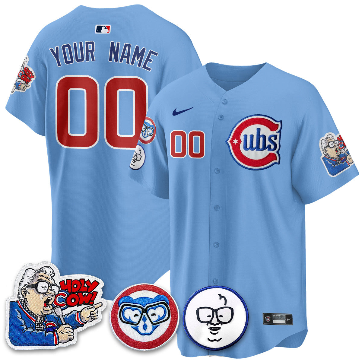 Custom Gender/Name Chicago Cubs Limited Jersey - Harry Caray "Holy Cow" Patch - All Stitched