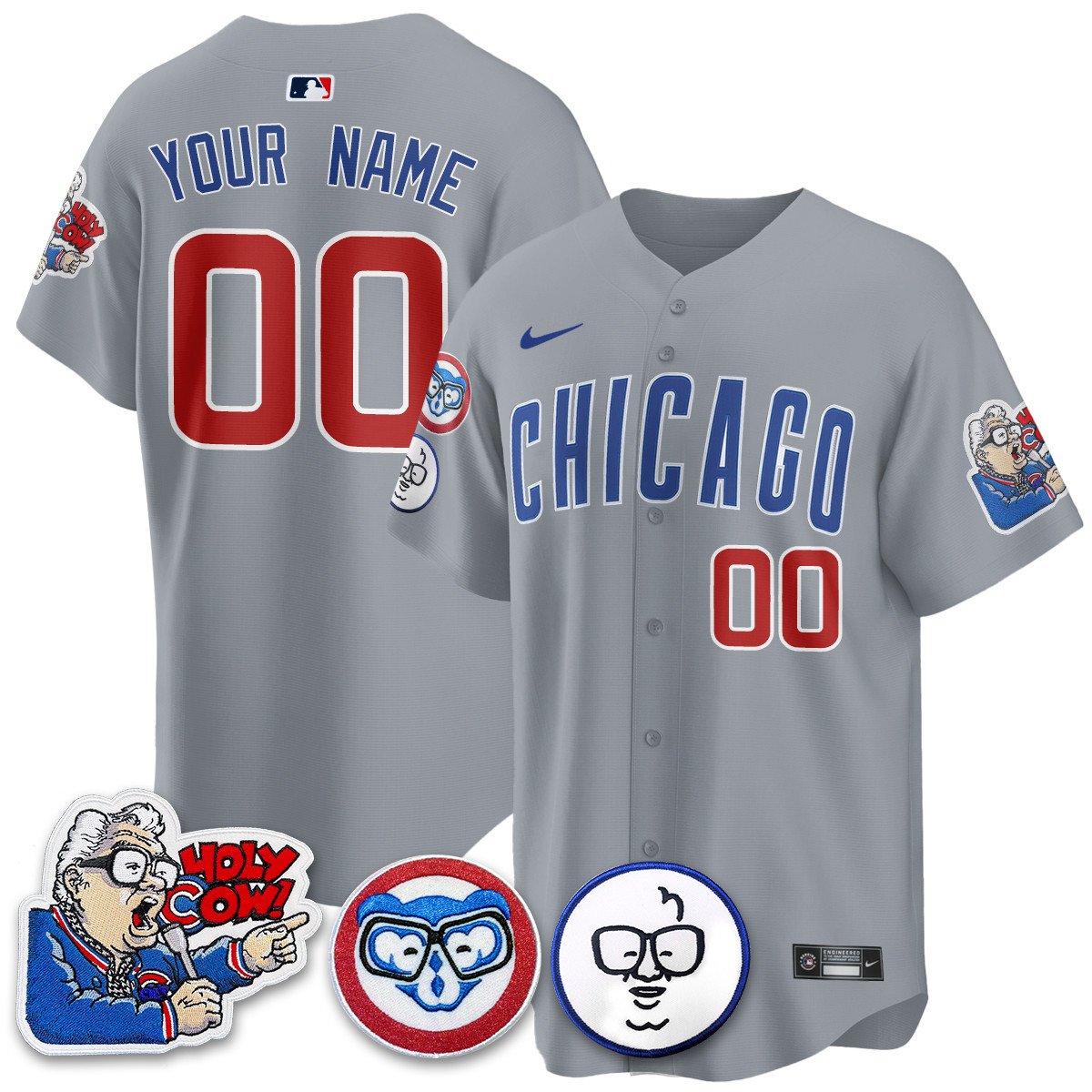 Custom Gender/Name Chicago Cubs Limited Jersey - Harry Caray "Holy Cow" Patch - All Stitched