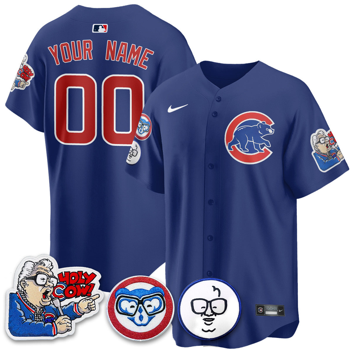 Custom Gender/Name Chicago Cubs Limited Jersey - Harry Caray "Holy Cow" Patch - All Stitched