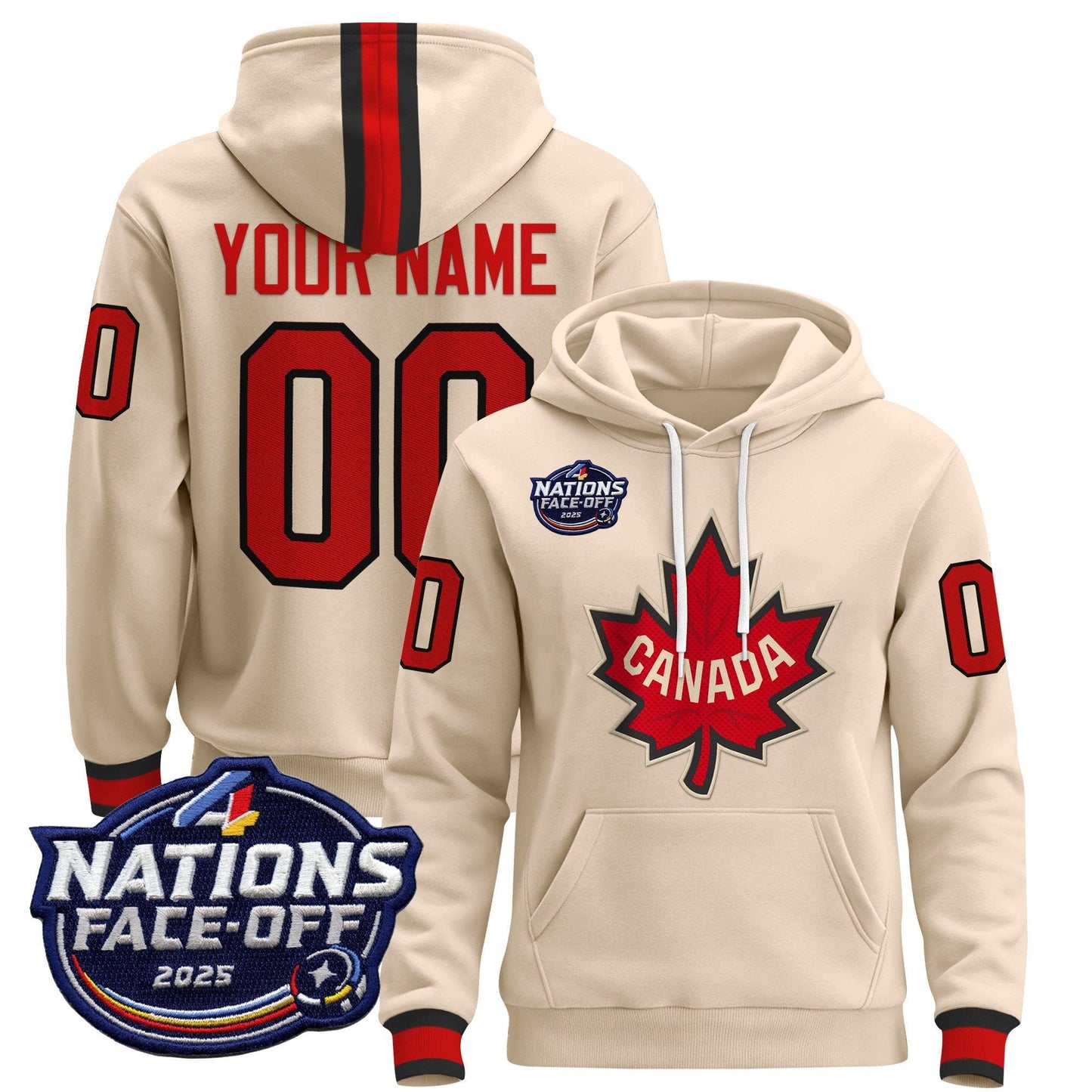 Canada 4 Nations Face-Off 2025 Custom Pullover Hoodie - All Stitched