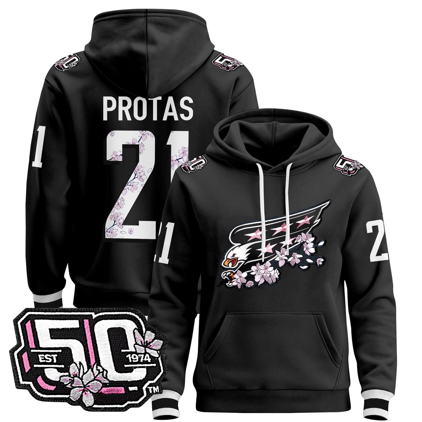 Men's Washington Capitals 50th Anniversary Cherry Blossom Pullover Hoodie - All Stitched