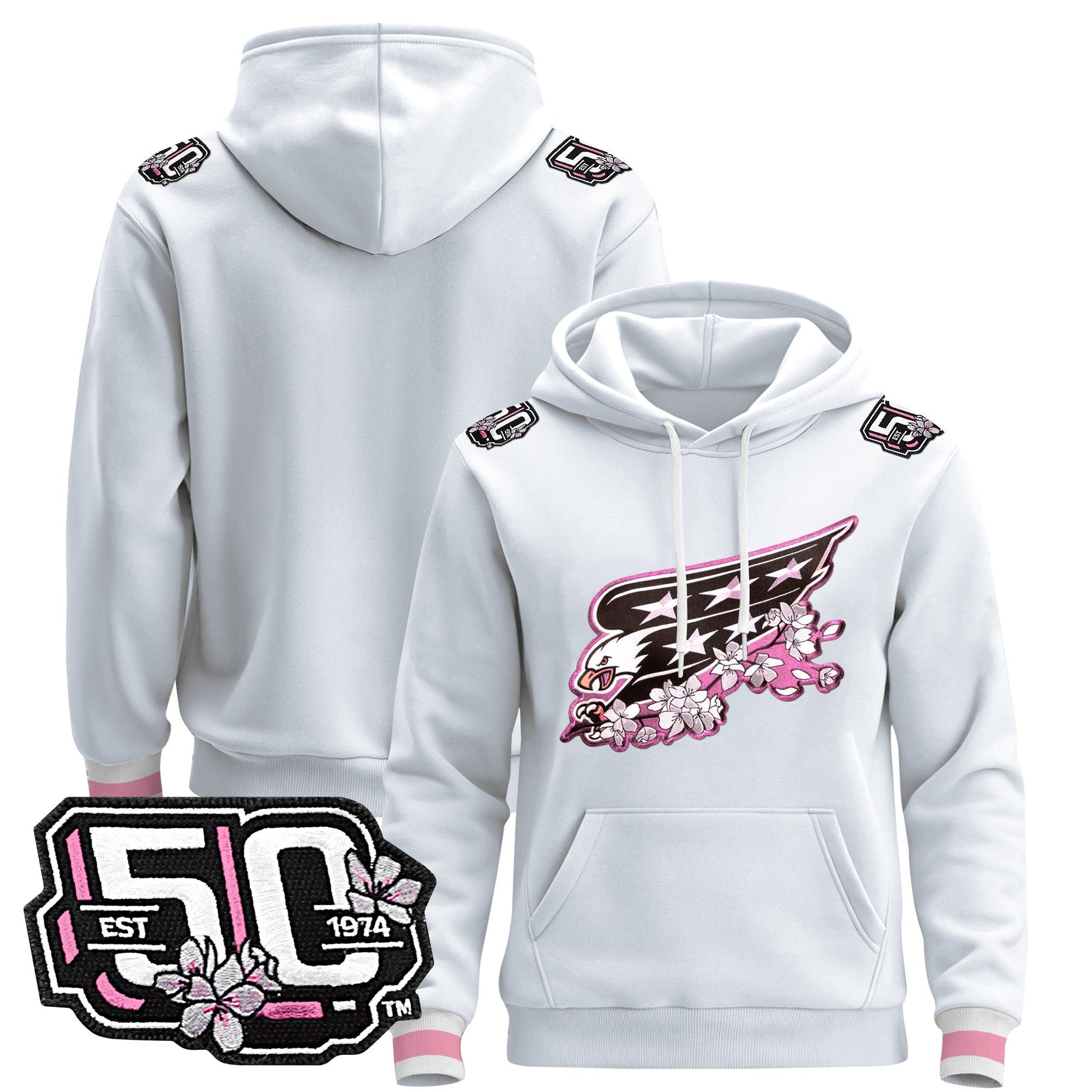 Men's Washington Capitals 50th Anniversary Cherry Blossom Pullover Hoodie - All Stitched