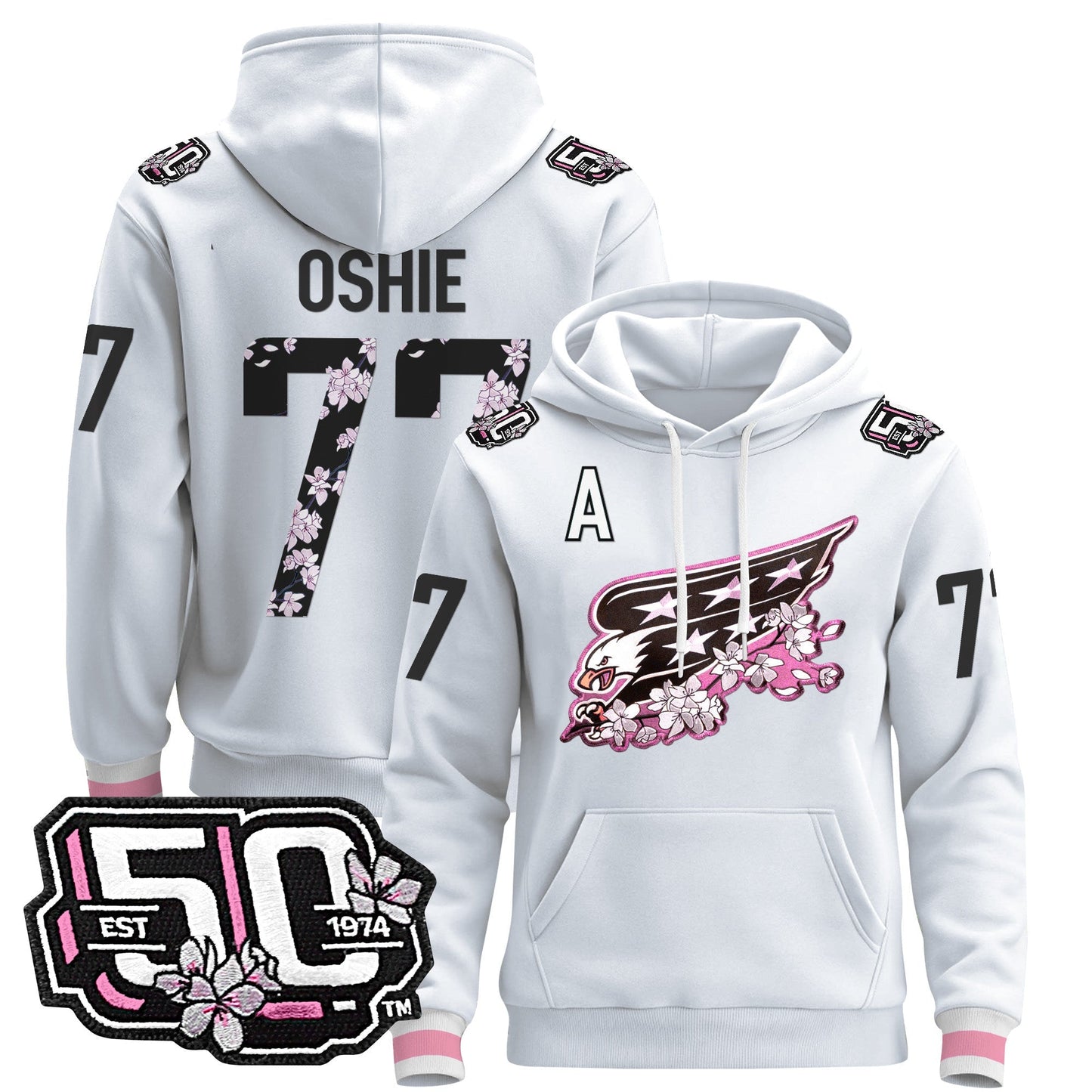 Men's Washington Capitals 50th Anniversary Cherry Blossom Pullover Hoodie - All Stitched