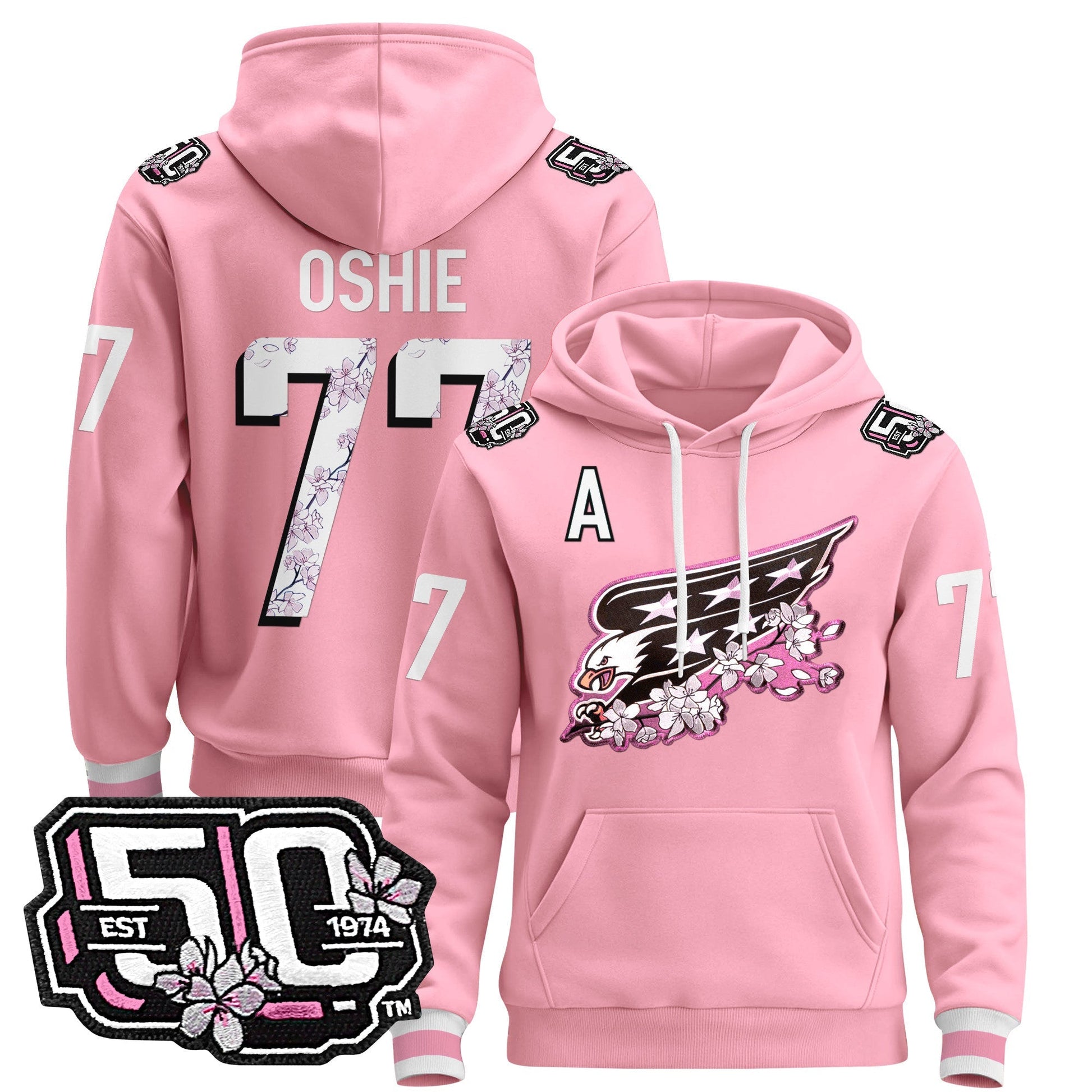 Men's Washington Capitals 50th Anniversary Cherry Blossom Pullover Hoodie - All Stitched