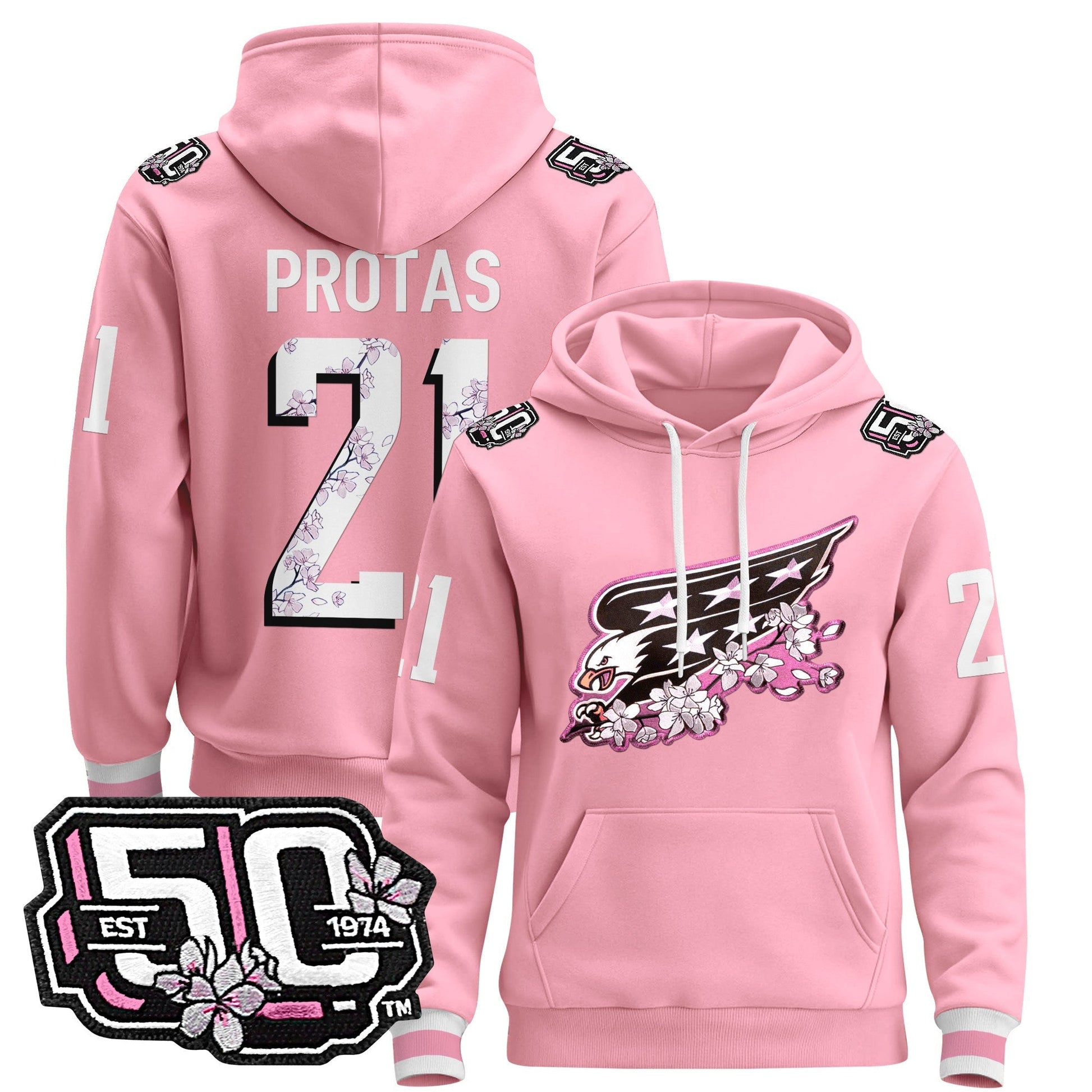 Men's Washington Capitals 50th Anniversary Cherry Blossom Pullover Hoodie - All Stitched
