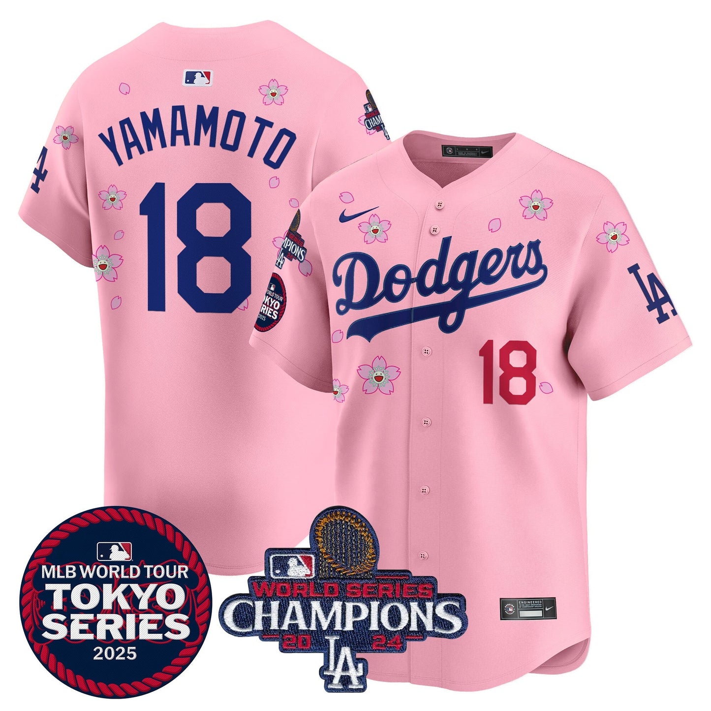 Men's Dodgers Tokyo Series 2025 World Series Champions Patch Vapor Premier Limited Jersey - Stitched