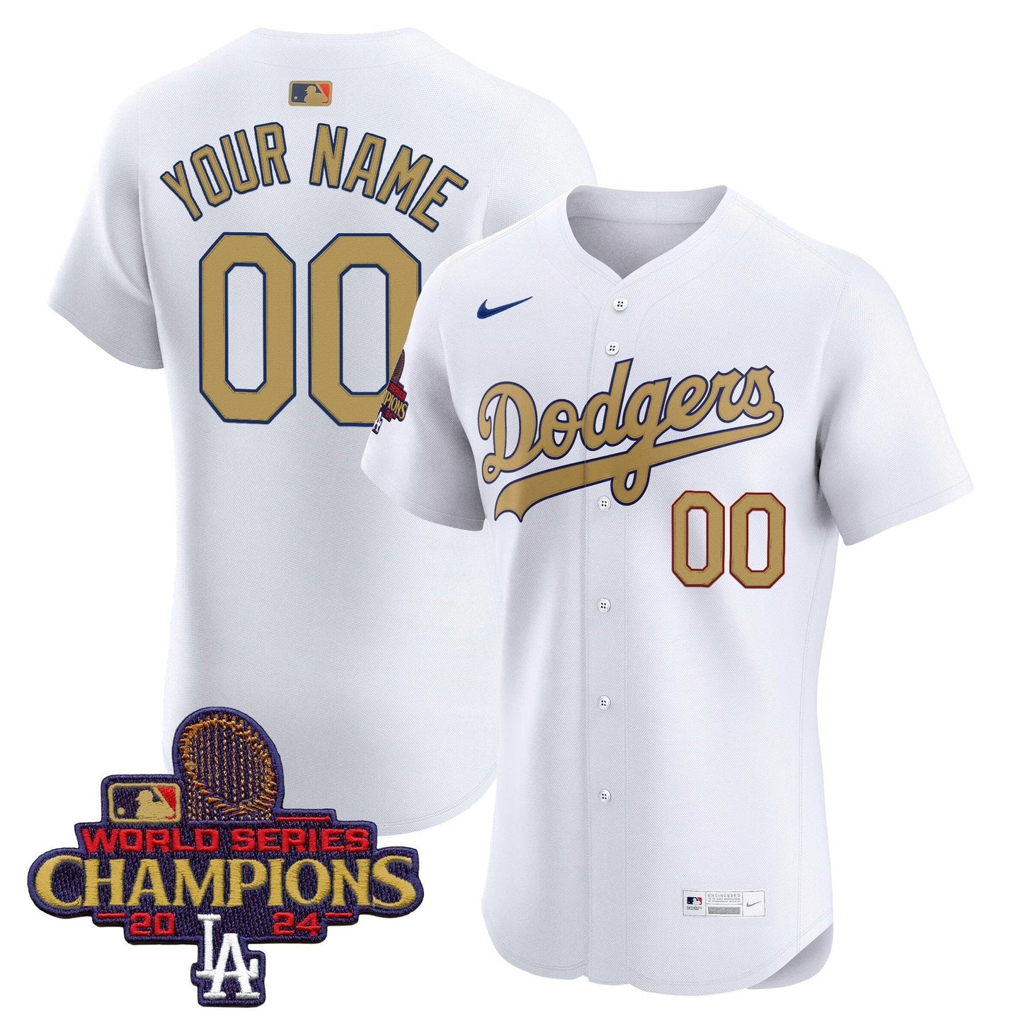 Dodgers 2025 Gold Vapor Premier Elite Custom Jersey - All Stitched