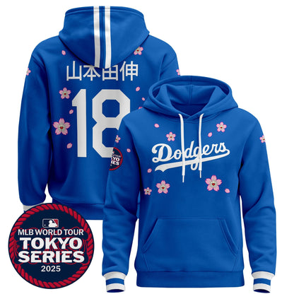 Men's Dodgers Tokyo Series 2025 Pullover Hoodie V2 - All Stitched