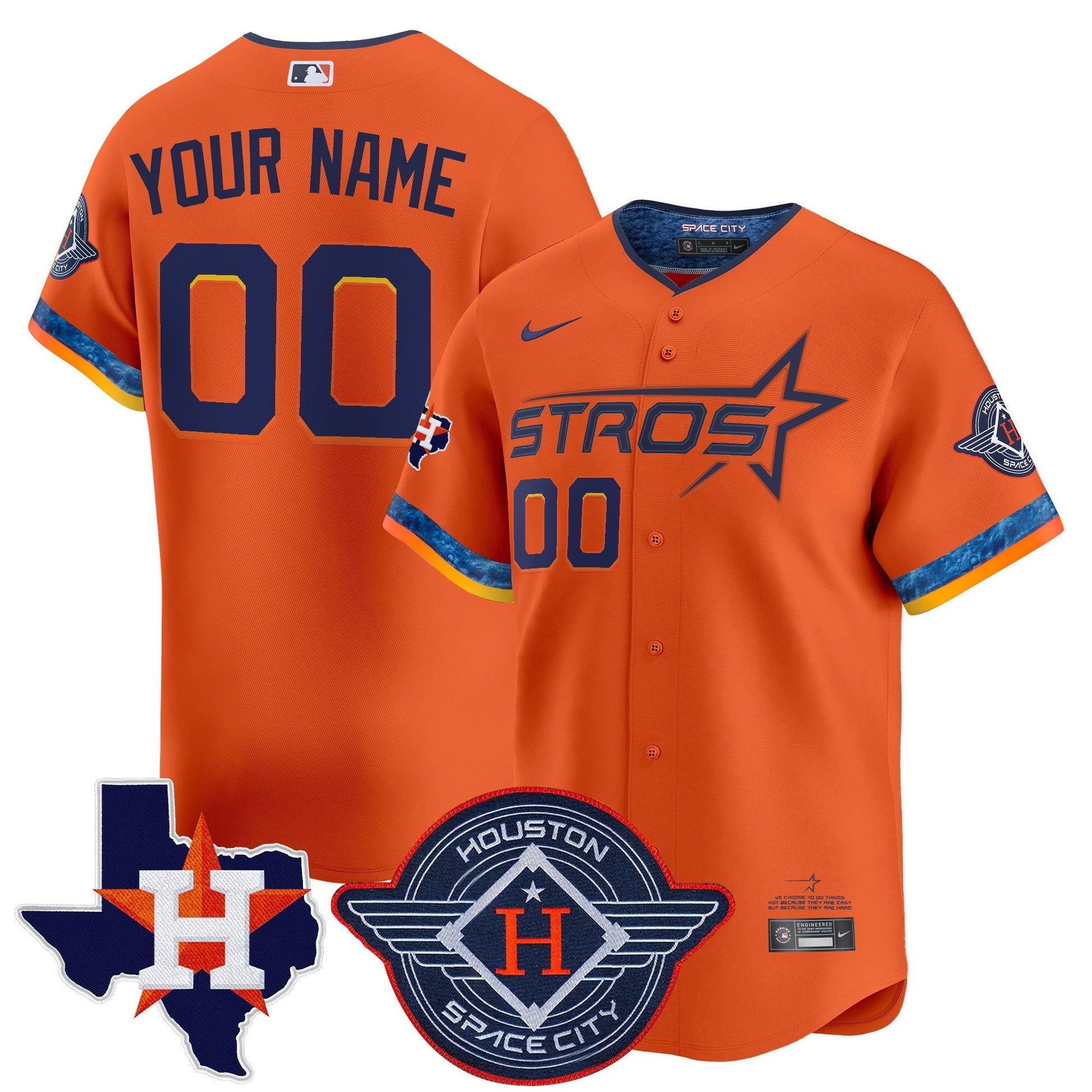 Houston Astros 2025 City Connect Texas Patch Vapor Premier Limited Custom Jersey - All Stitched