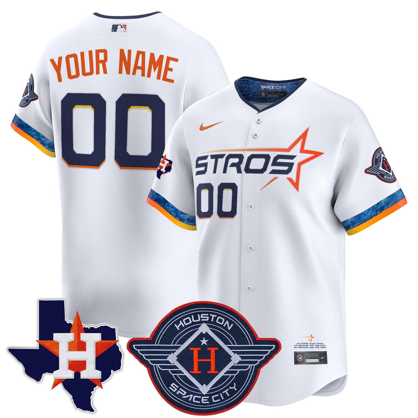 Houston Astros 2025 City Connect Texas Patch Vapor Premier Limited Custom Jersey - All Stitched