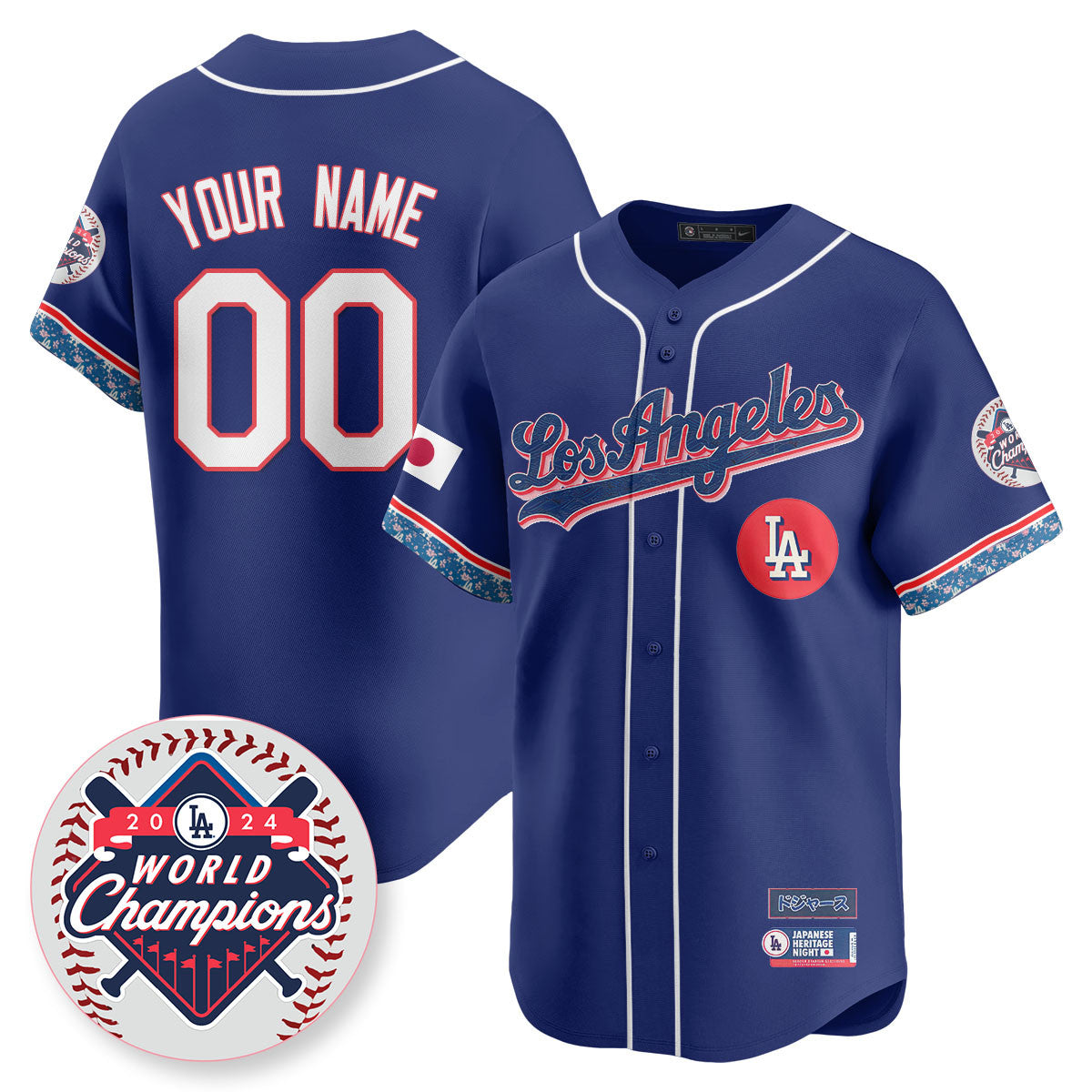 Custom Gender/Name Men's Los Angeles Dodgers Japanese Heritage Night Jersey - All Stitched